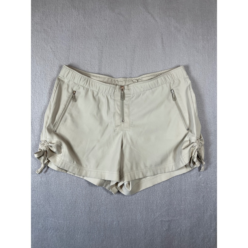 Nike Dri-FIT Womens Cream Beige Athletic Golf Hiking Shorts Cinch Side Size L